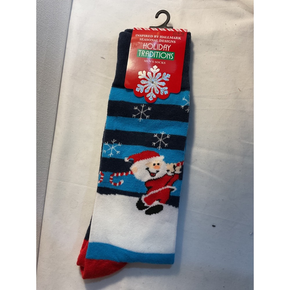 Hallmark Holiday Traditions Men's Socks Santa‎ Claus Christmas New